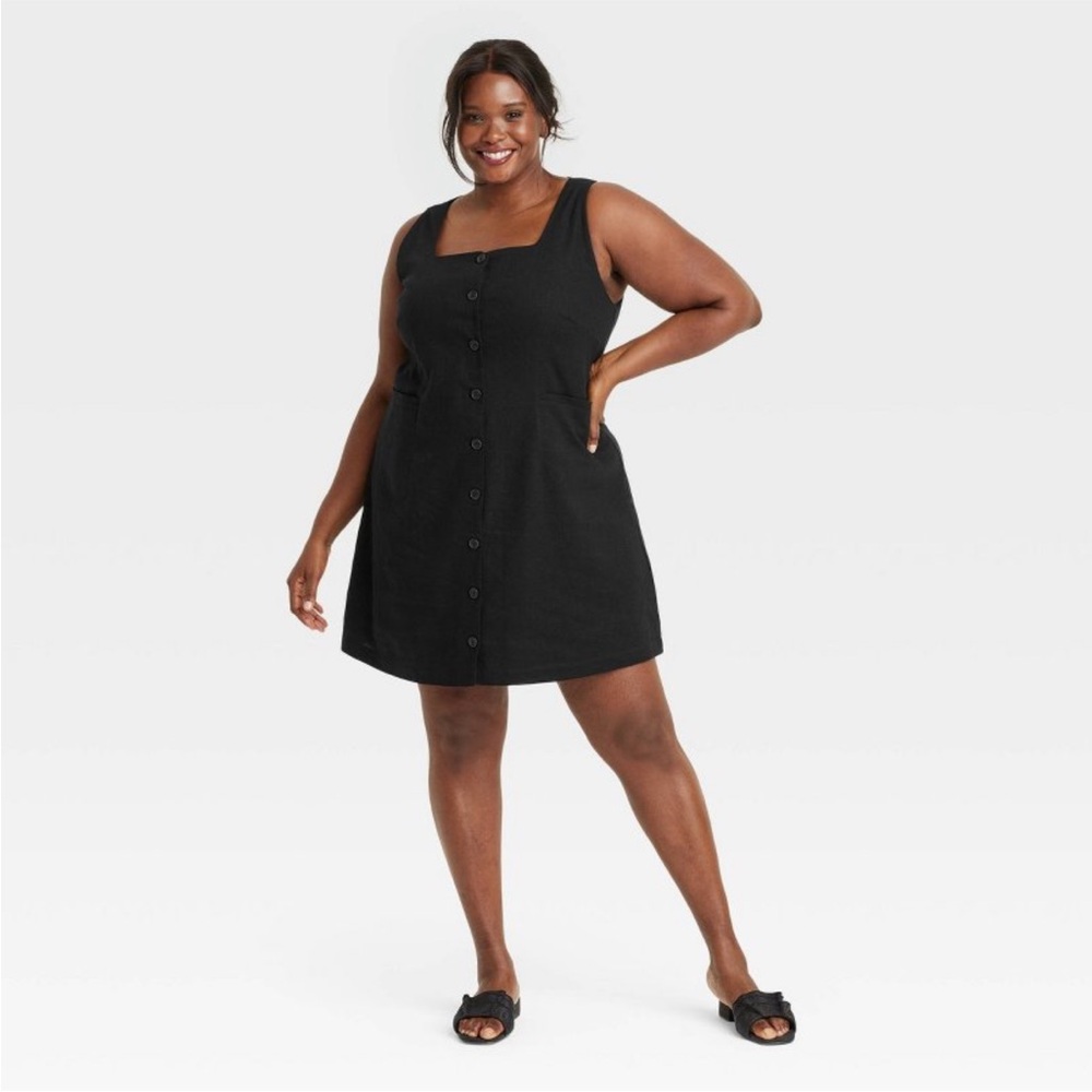 Women's Linen Mini Vest Dress - A New Day™ Black XXL 
NWT